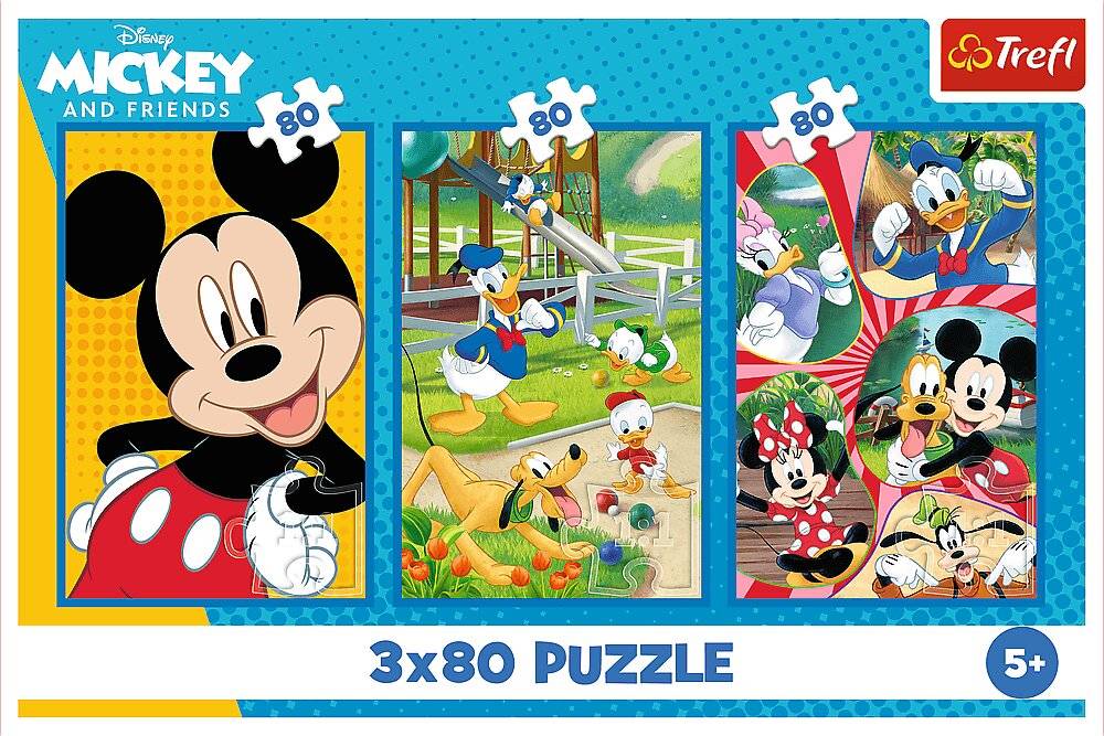 TREFL Puzzle Tom Micky Maus 3x80 Puppen