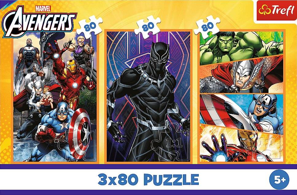 TREFL Puzzle Marvel Avengers: Tage voller Action 3x80 dlks
