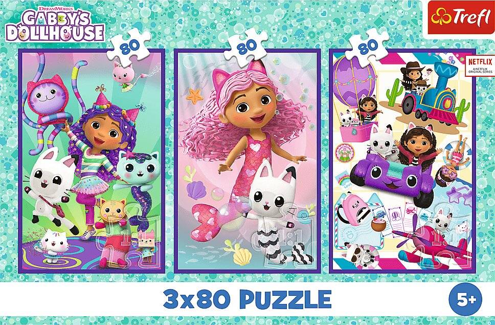 TREFL Puzzle Gbins Zauberhaus: Gbins farbenfrohe Tage 3x80 Puppen