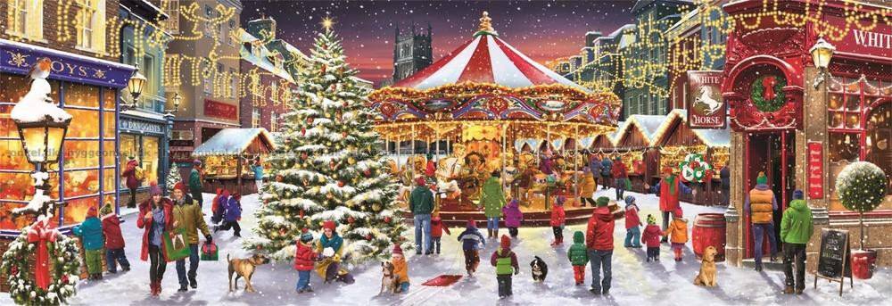 Weihnachten Village i falu 1000-teiliges Panoramapuzzle Clementoni