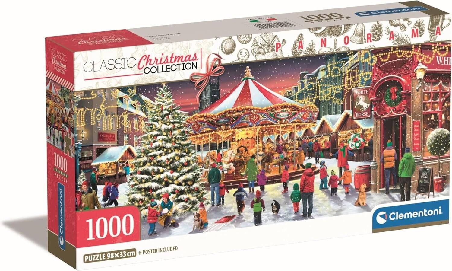 Weihnachten Village i falu 1000-teiliges Panoramapuzzle Clementoni