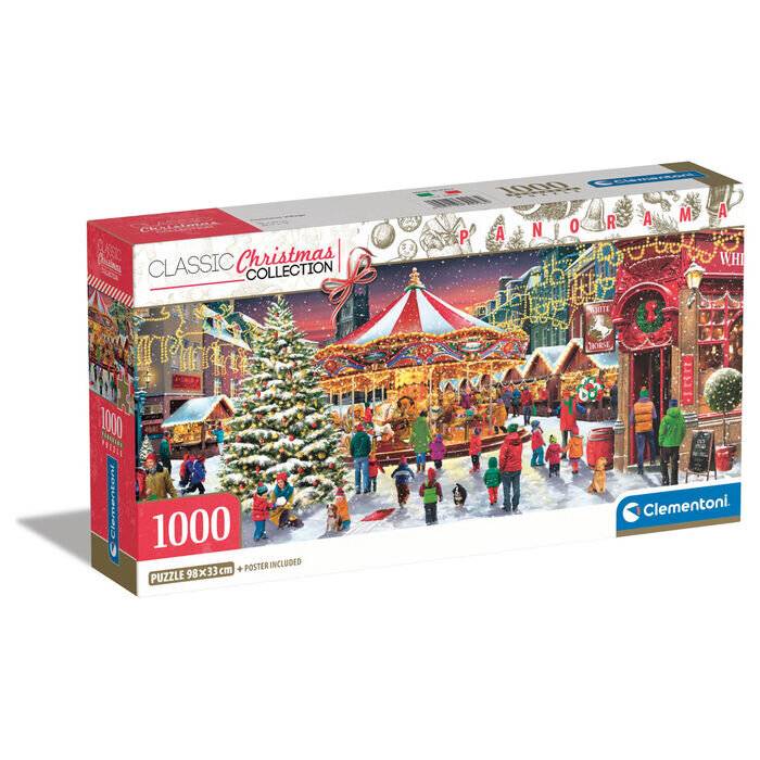 Weihnachten Village i falu 1000-teiliges Panoramapuzzle Clementoni