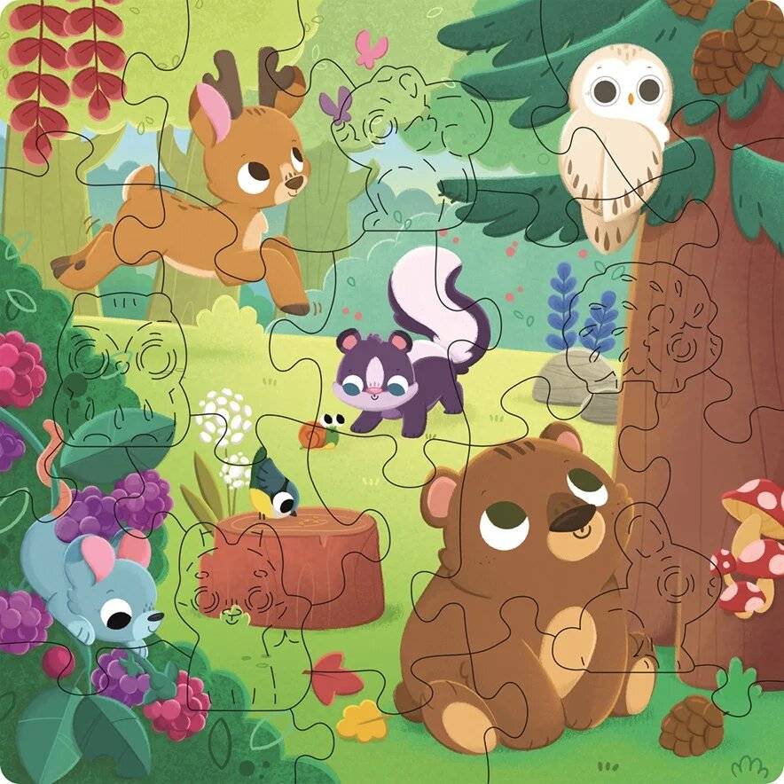 Wooden Puzzles Kids - Fröhliche Waldfreunde (22 Teile)