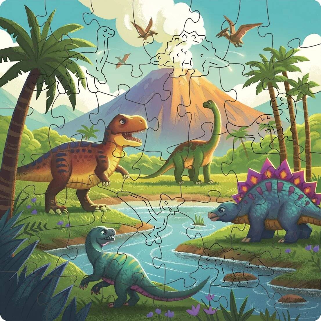 Wooden Puzzles Kids - Dinosaurier Welt (44 Teile)