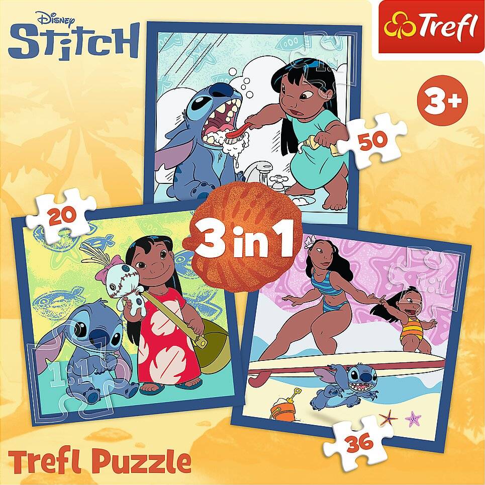 TREFL Puzzle Time mit Stitch 3in1 ( 20,36,50 dlks)