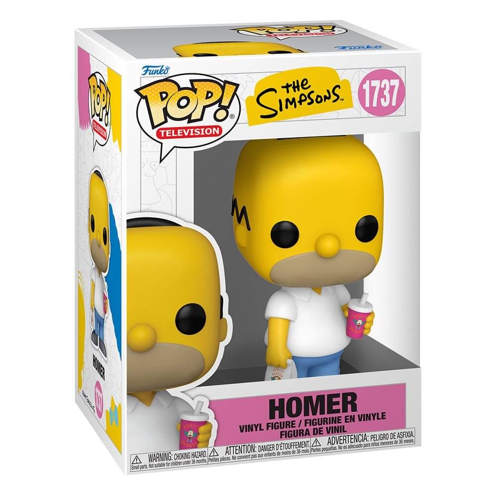 Im Einzelhandel verpackte Boxed Funko Pop! Vinyl-Figur von Homer aus Die Simpsons, Nummer 1737, gezeigt in der Original-Einzelhandelsverpackung.