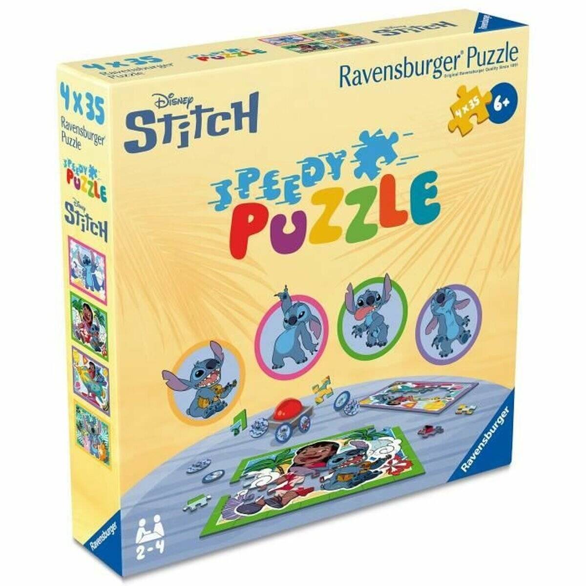 Speedy Puzzle Stitch, 12004178, von Ravensburger - 4 Puzzles mit 35 Teilen und 32 Speedy Chips - Wer puzzelt am schnel