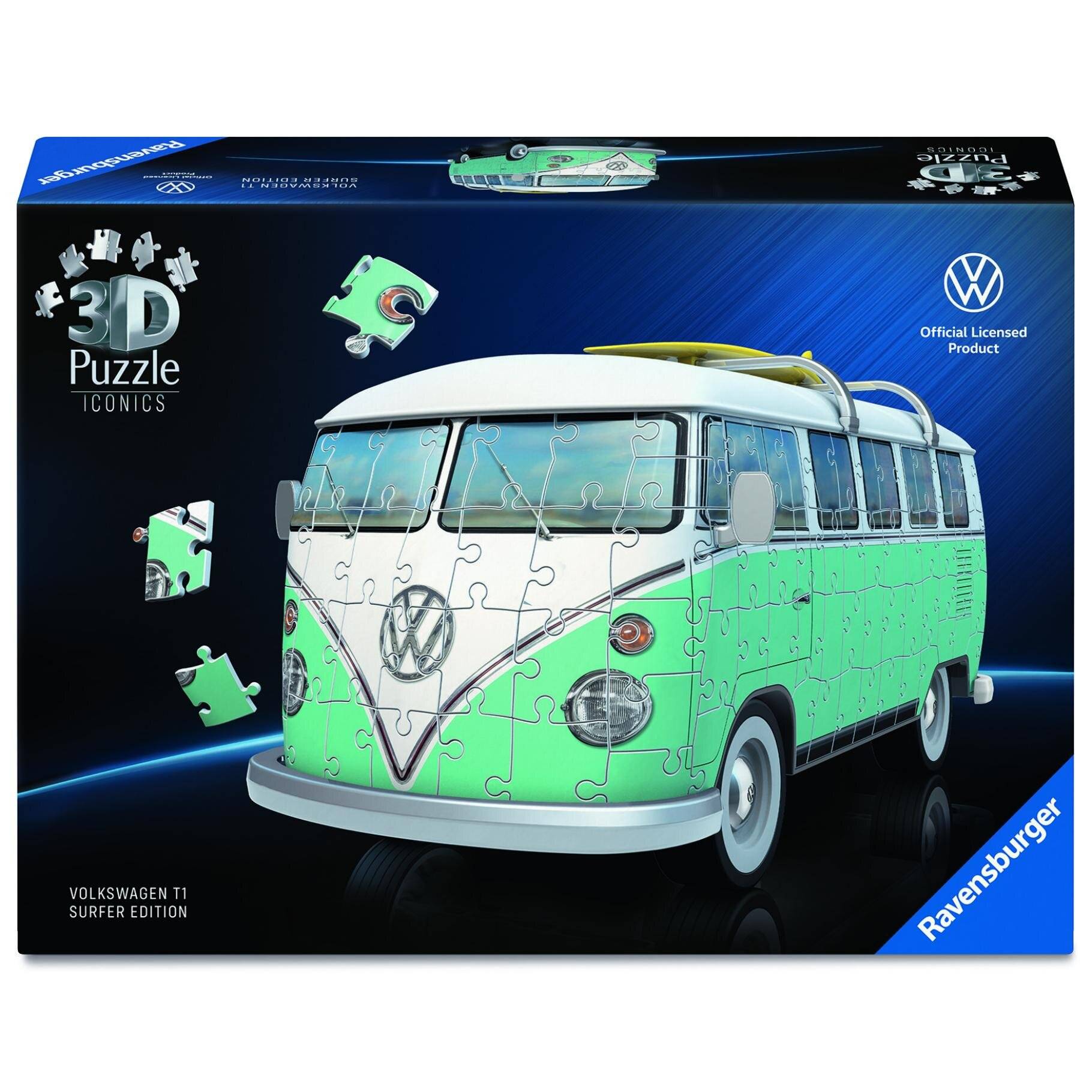Ravensburger 3D Puzzle Iconics: 12008035 Volkswagen T1 - Eine echte Ikone der Automobilgeschichte. Der VW Bulli im Mod