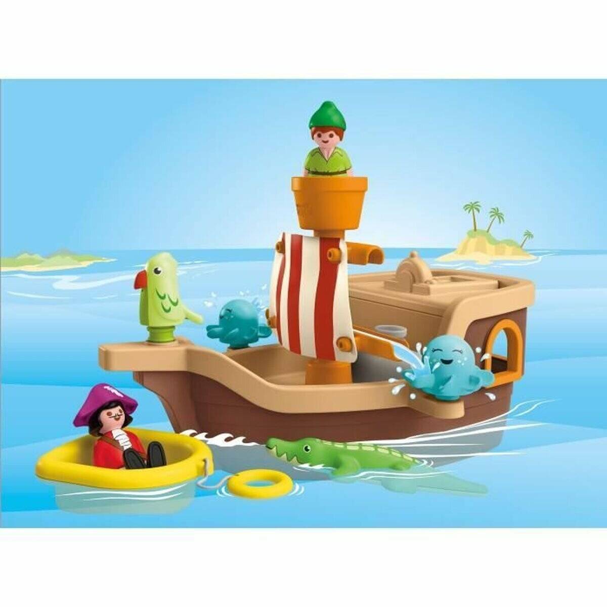 PLAYMOBIL 71769 Junior & Disney: Peter Pans Piratenschiff mit Wasserspritzspaß , Konstruktionsspielzeug