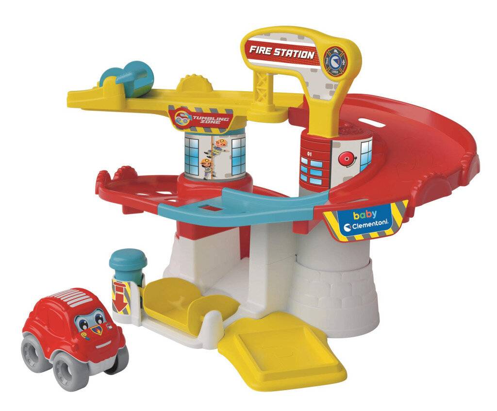Fun Feuerwehrstation Entwicklungsset mit Überschlagauto Clementoni