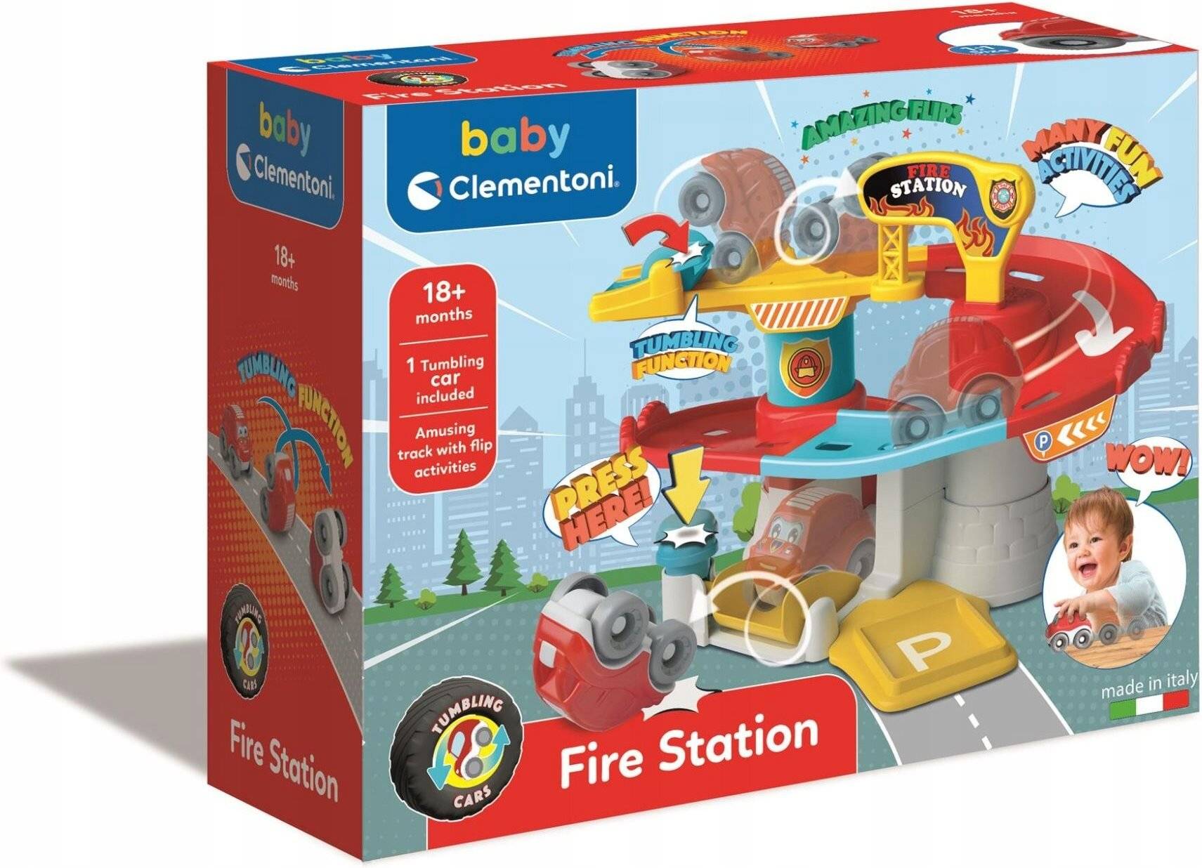 Fun Feuerwehrstation Entwicklungsset mit Überschlagauto Clementoni