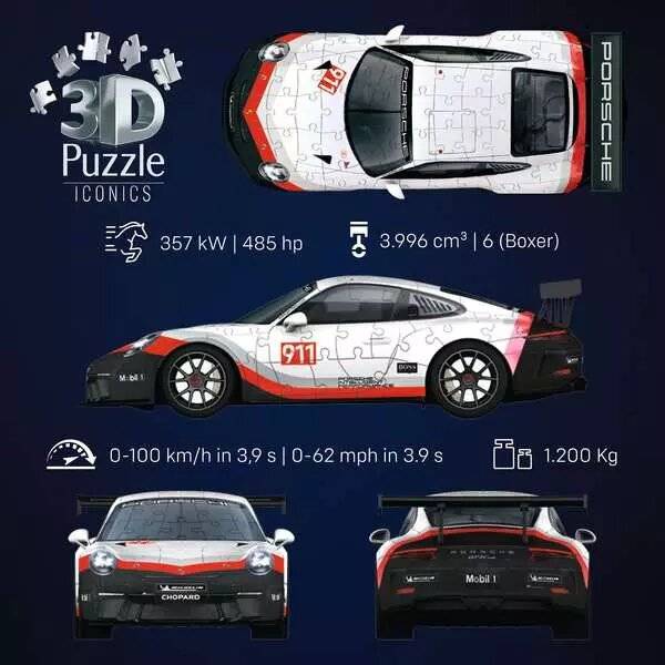 RAVENSBURGER 3D-Puzzle-Ikonen: Porsche 911 GT3 Cup 108 dlks