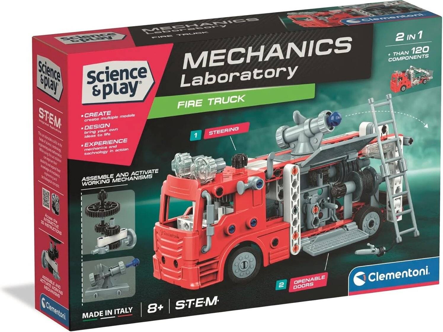 Mechanics Feuerwehrauto 2-in-1 Bauspielzeug Clementoni