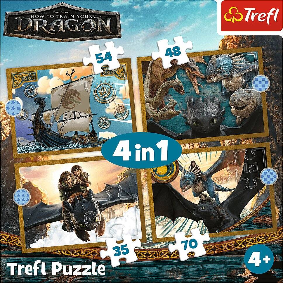 TREFL Puzzle Wie trainiere ich deinen Drachen: Dragon Days 4v1 ( 35.48.54.70 dlks)