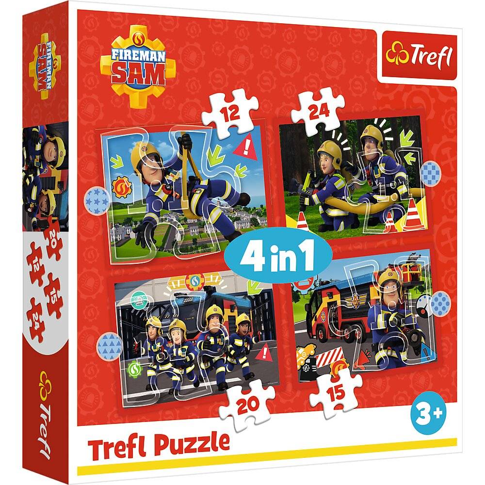 TREFL Puzzle Po~ enka Sam: Abenteuer im Po~ enka Dam 4v1 ( 12,15,20,24 Puzzles)