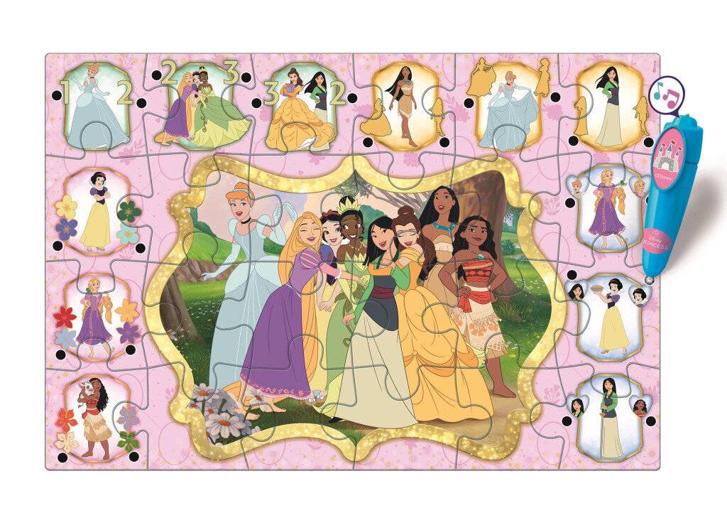 CLEMENTONI Bodenpuzzle mit interaktivem Stift Prinzessinnen 24 Puppen