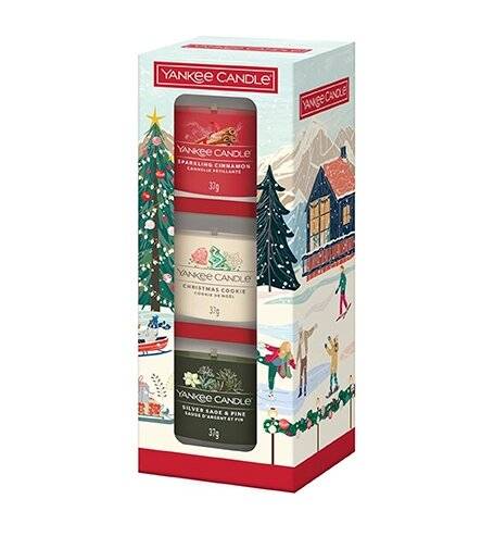 Christmas Classics Votivkerzen aus Glas, Geschenkset, 3 x 37 g