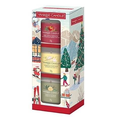 Weihnachtsfeier Votivkerzen aus Glas, Geschenkset, 3 x 37 g