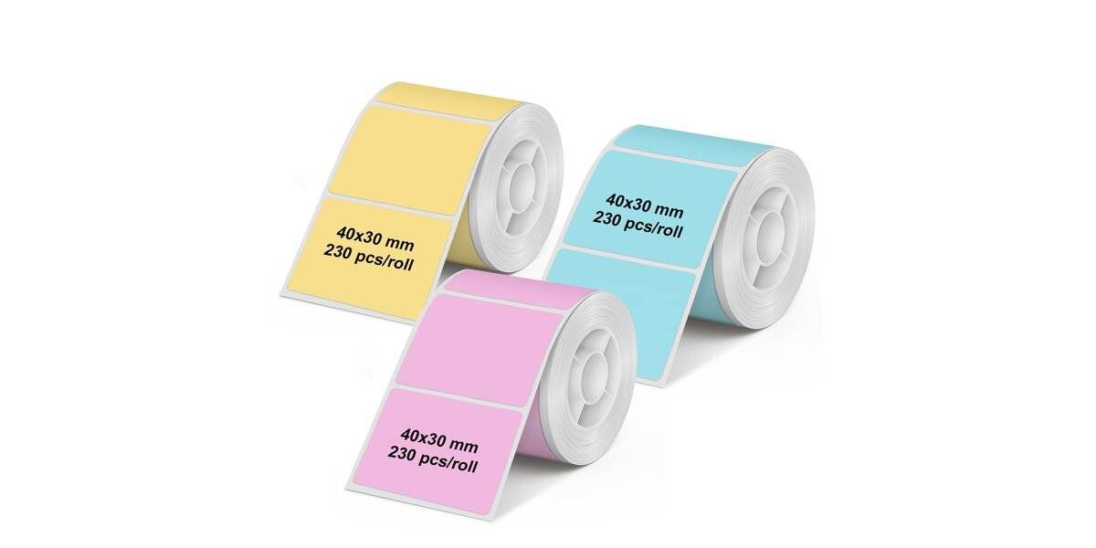 3x1 Olympia Etikettenrolle 40 mm x 30 mm rosa, blau, gelb