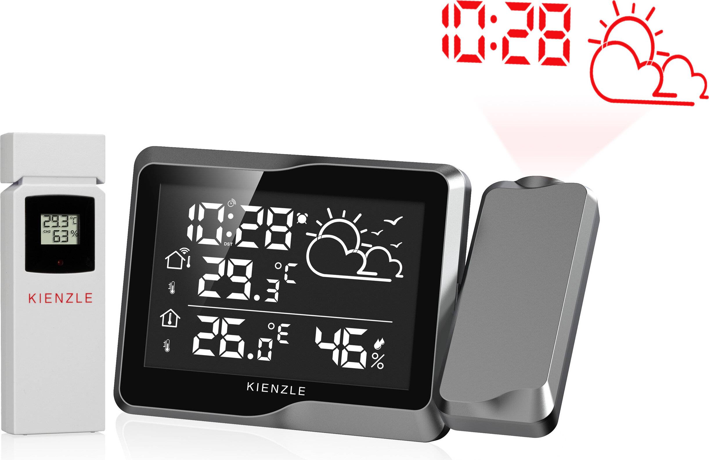 KIENZLE Funk DCF Wetterstation mit Wand-Projektion