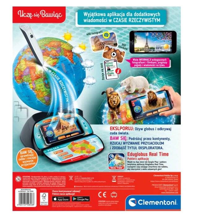 Interaktiver Eduglobus Exploreglobe Polnische Sprache Clementoni 50848