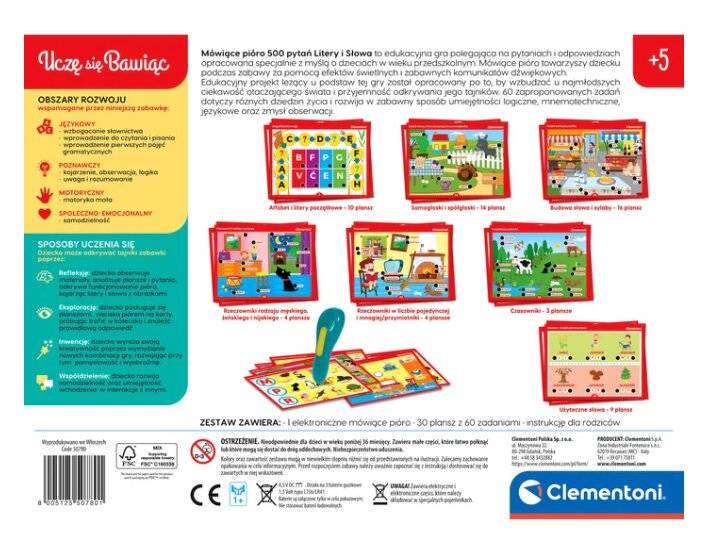 Sprechender Stift 500 Fragen Buchstaben und Wörter Lernspaß auf Polnisch Clementoni 50780