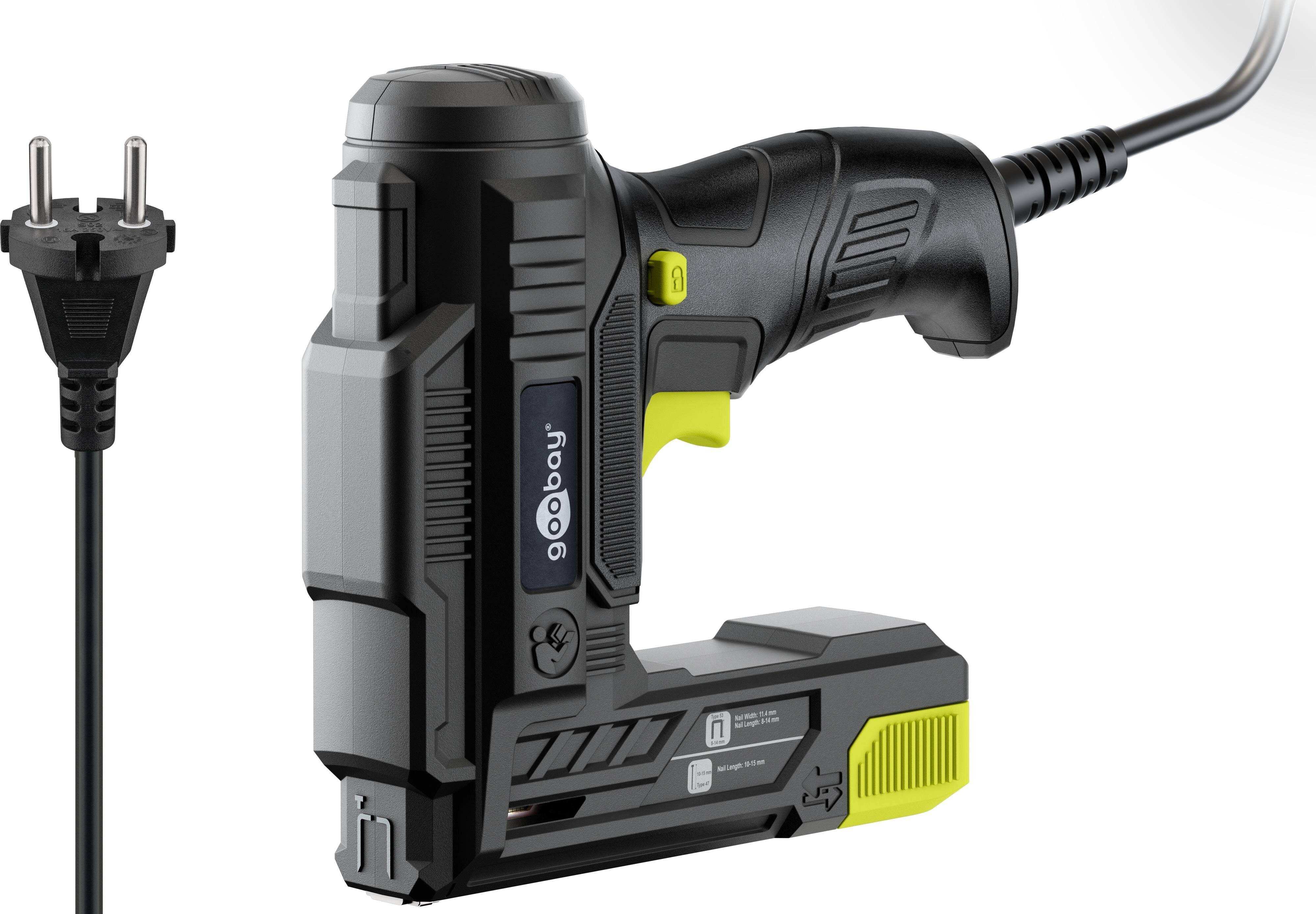 Goobay Tools GOOBAY TOOLS 2in1 Elektrotacker-Set, 77820, mit 400 Tackernadeln und 100 Nägeln