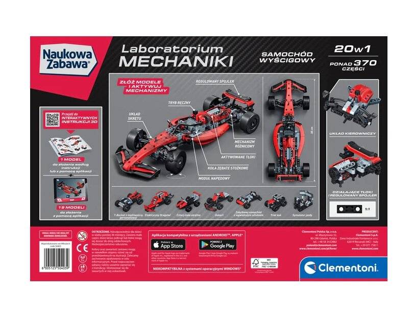 Wissenschaft & Spiel - Mechaniklabor Rennwagen Polnische Version Clementoni 50403