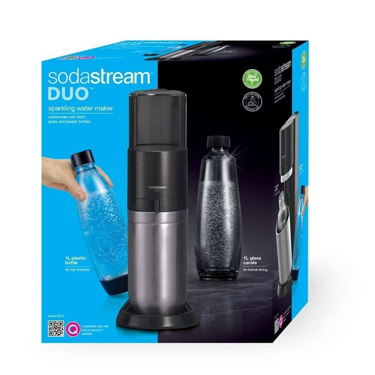 SodaStream Soda Maker DUO black Schwarz QC incl 1 Glas- Glas & 1 PET-Bottle PETBottle (1016812411)
