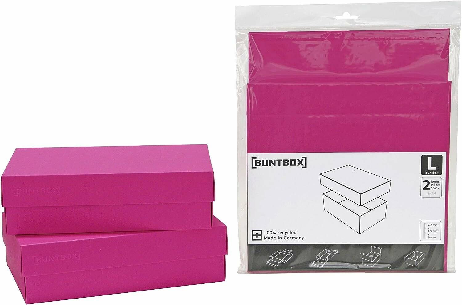 2 BUNTBOX L Geschenkboxen 3,6 l pink 26,6 x 17,2 x 7,8 cm