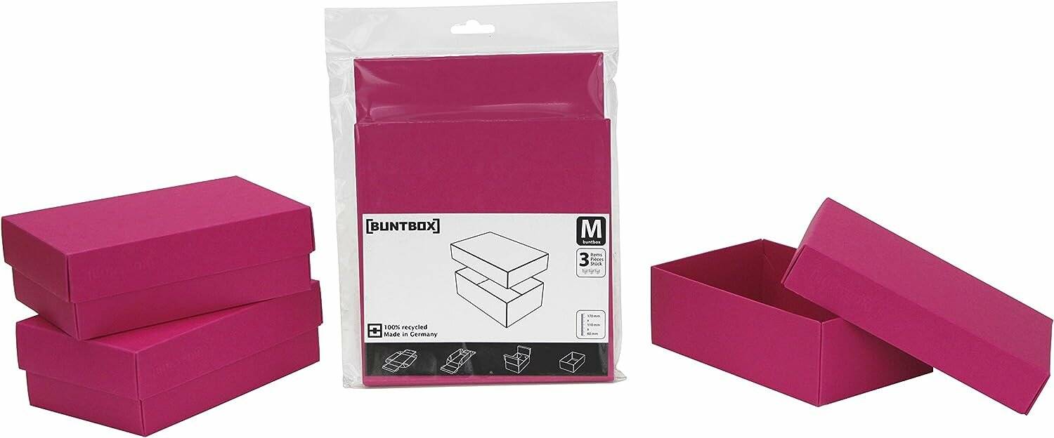 3 BUNTBOX M Geschenkboxen 1,1 l pink 17,0 x 11,0 x 6,0 cm