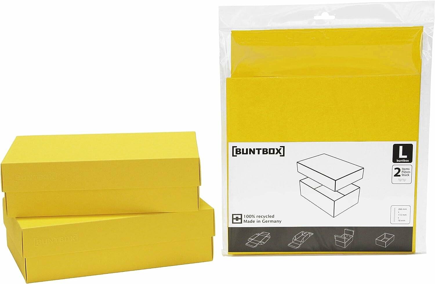 2 BUNTBOX L Geschenkboxen 3,6 l gelb 26,6 x 17,2 x 7,8 cm
