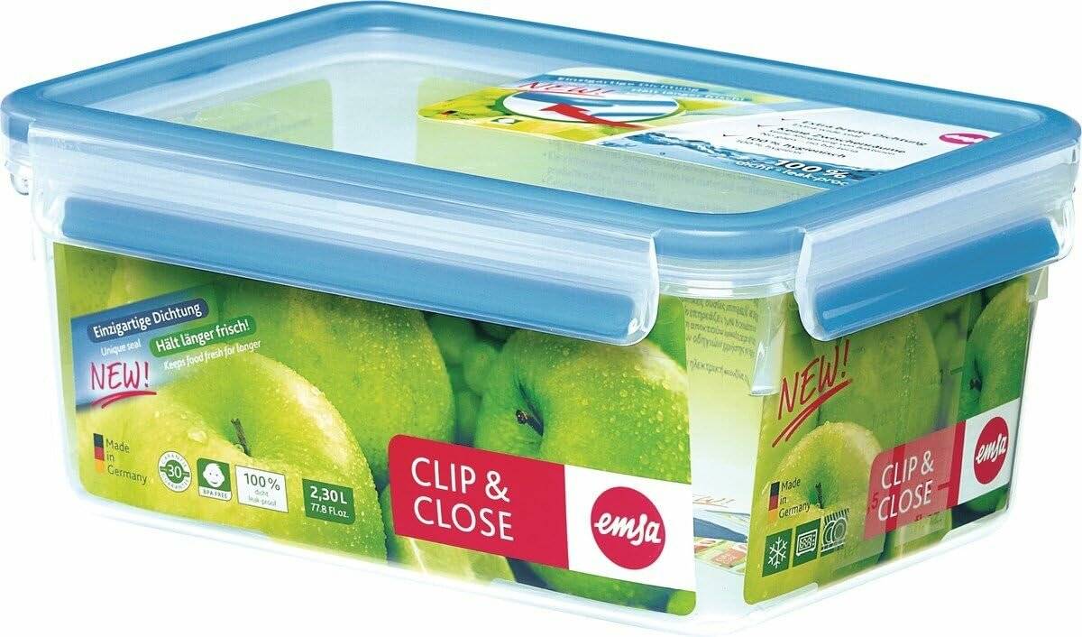 CLIP & CLOSE Frischhaltedose (transparent/blau, 2,3Liter, Großformat)