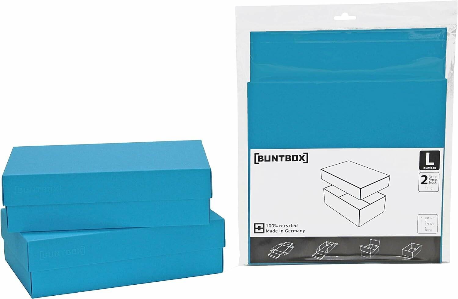 2 BUNTBOX L Geschenkboxen 3,6 l blau 26,6 x 17,2 x 7,8 cm
