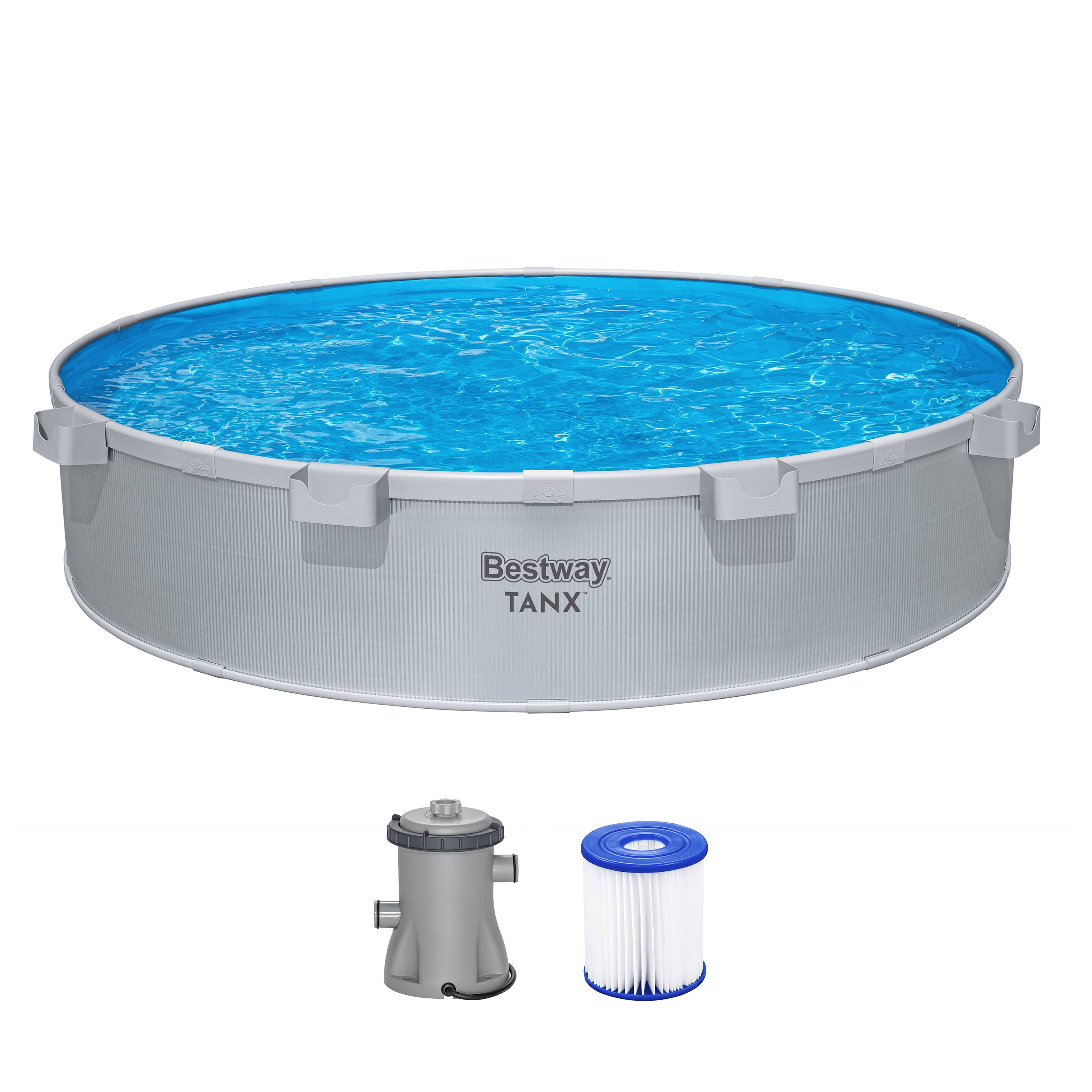 Bestway Stahlwandpool Stahlrahmenpool Tanx 305x61cm Pool mit Filterpumpe rund
