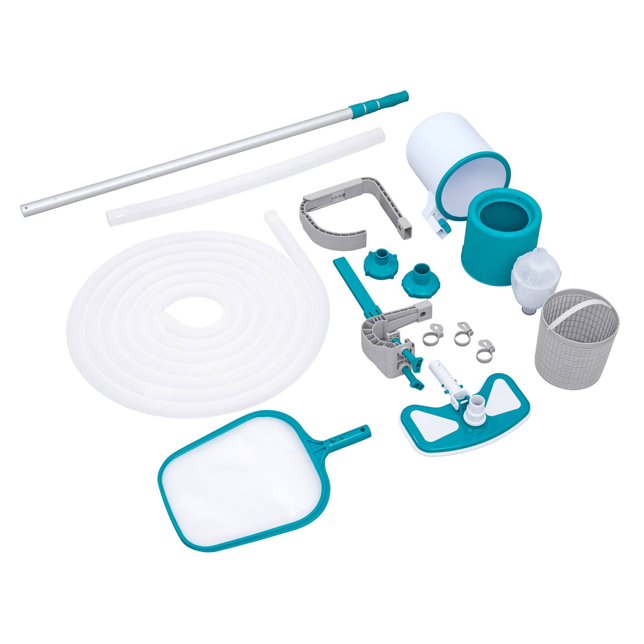 Bestway Poolpflege Poolsauger Set AquaClean Deluxe Set Kescher Skimmer Reinigung