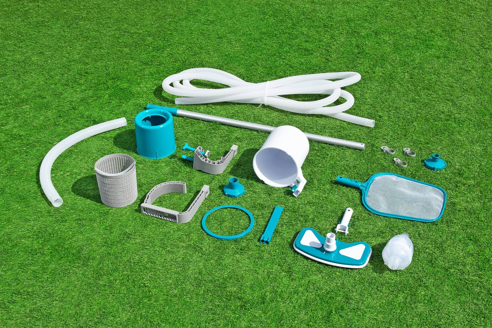 Bestway Poolpflege Poolsauger Set AquaClean Deluxe Set Kescher Skimmer Reinigung