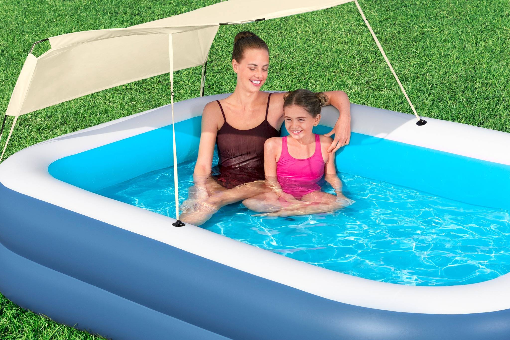 Bestway Family Pool Summer Bliss mit Sonnendach 254x178x140cm Planschbecken