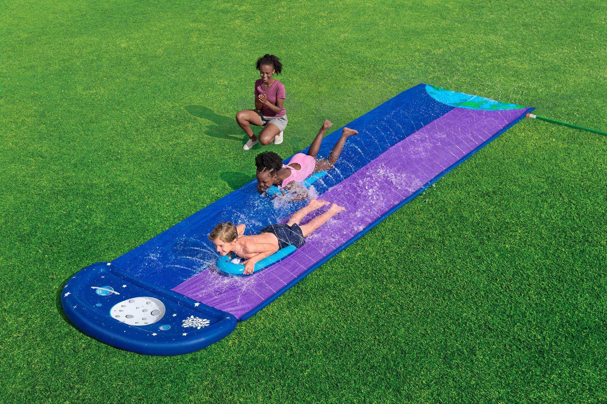 Bestway Wasserrutsche Wasserbahn H2OGO Lunar Launch 488x138cm Kinder Garten