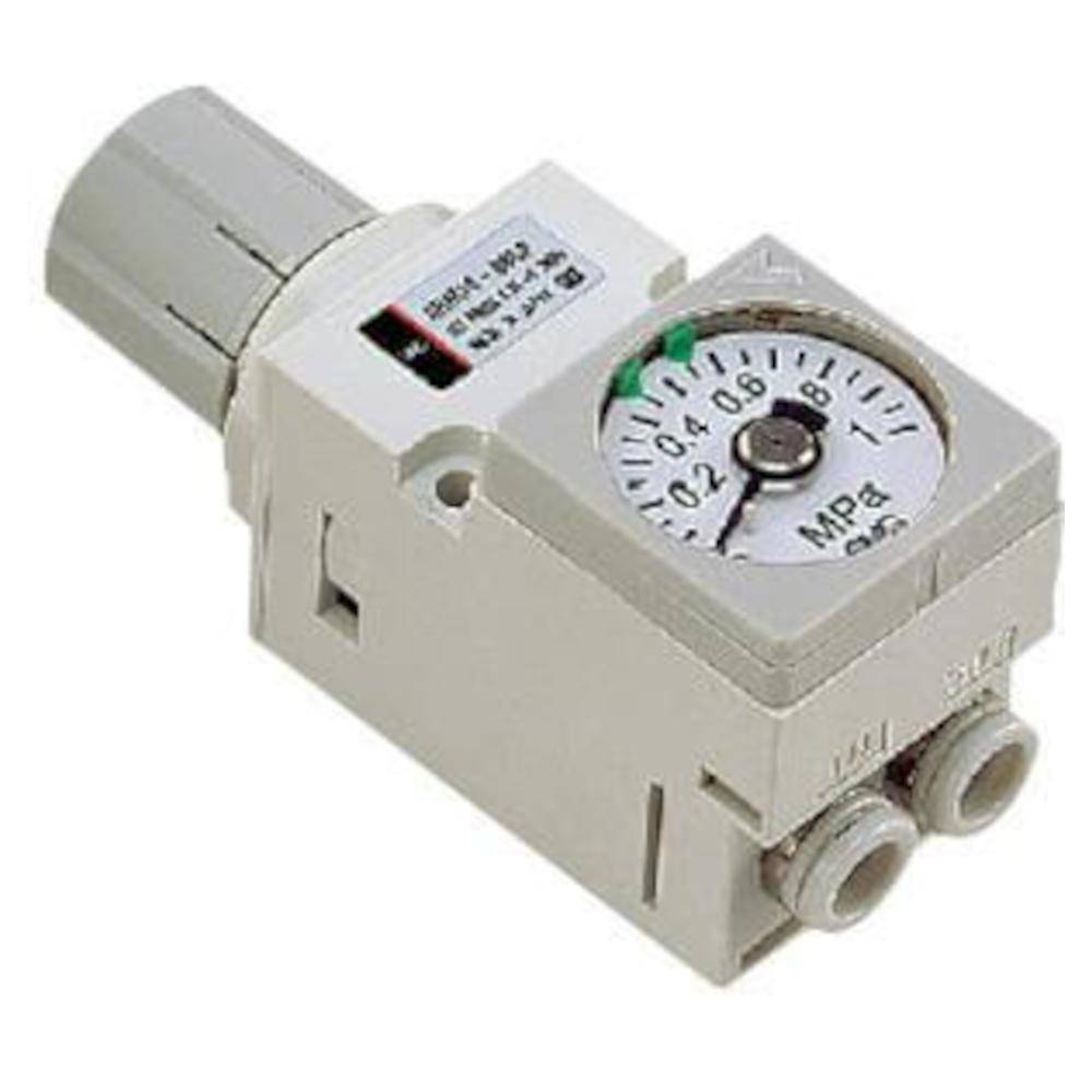 SMC Druckregelventil Einzelgerät ARM10-06G - Steckverbindung gerade Ø 4 mm - mit Manometer - Preis per Stück