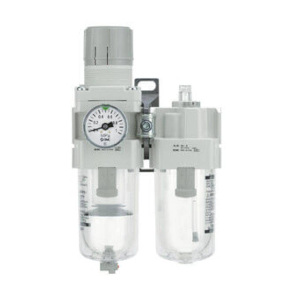 SMC Kombinierte Wartungseinheit Filter-Regler + Öler AC10A-M5-A - Anschluss M5 - ohne automatischen Kondensatablass und Manometer - Preis per Stück