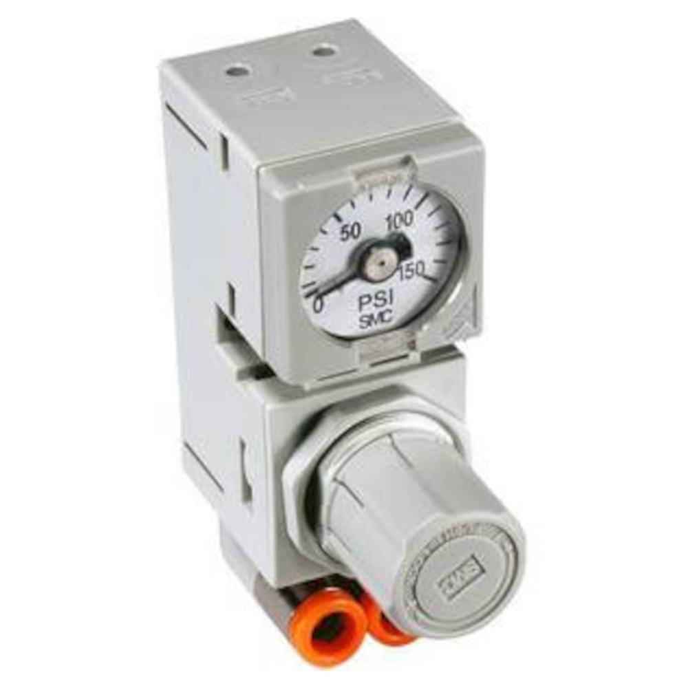 SMC Druckregelventil Einzelgerät ARM10F1-06 - Anschlüsse unten - Steckverbindung gerade Ø 4 mm - Preis per Stück
