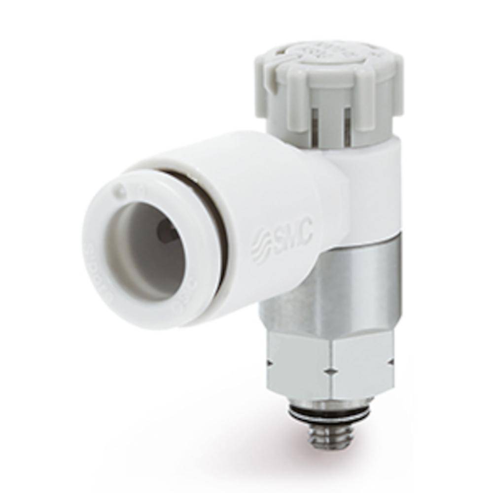 SMC Drosselrückschlagventil AS1201F-M3-04A-X790 - Messing/PBT - max. 10 bar - Schlauch-Außen-Ø 4 mm - Gewinde M3 - Preis per Stück