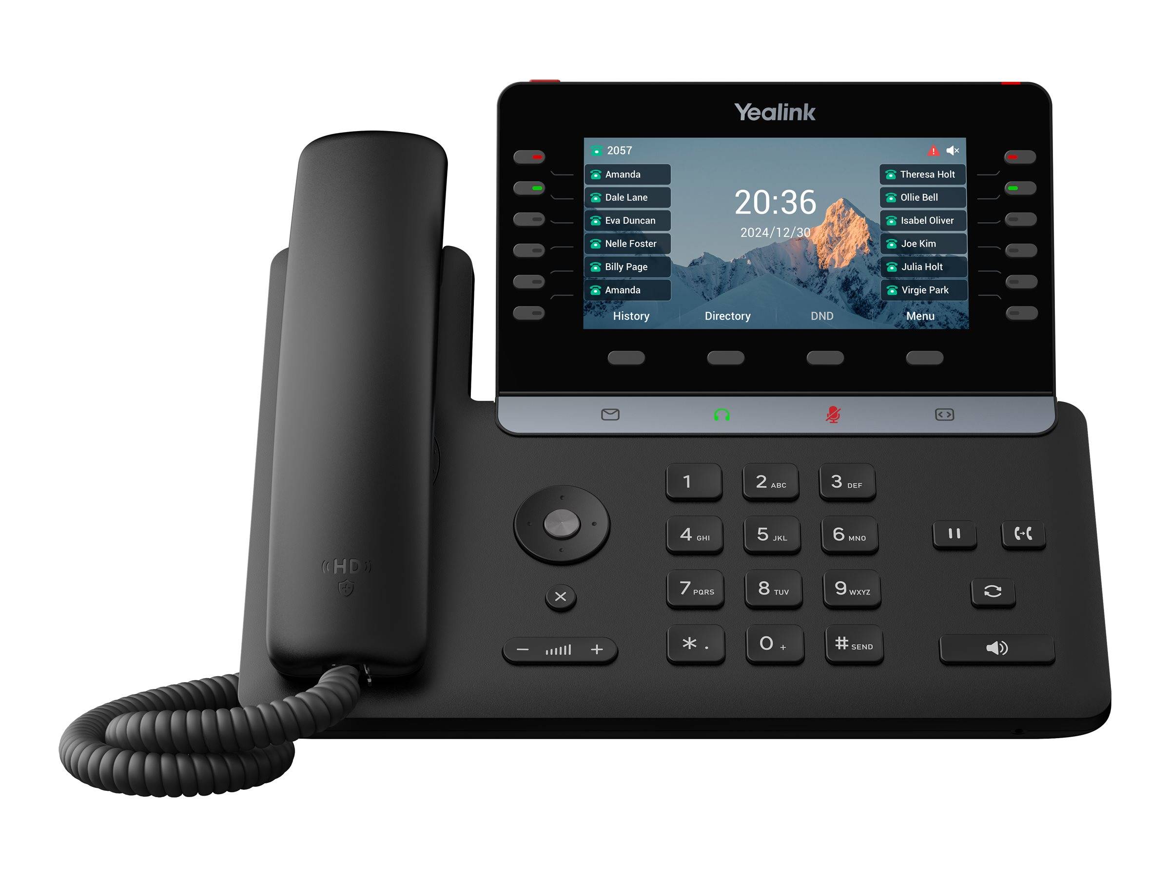Yealink VoIP-Telefon mit Rufnummernanzeige/Anklopffunktion IEEE 802.11a/b/g/n/ac/ax Wi-Fi / Bluetooth 5.0 10-fach Anruffunktion SIP v2 ICE Classic