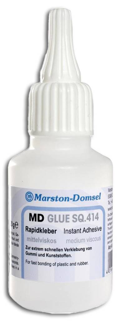 MD-GLUE Sekundenkleber SQ.414Eigenschaften Mittelviskos Rapidkleber Für extrem schnelle Gummi-Kunststoffverklebungen Praktische Flasche m