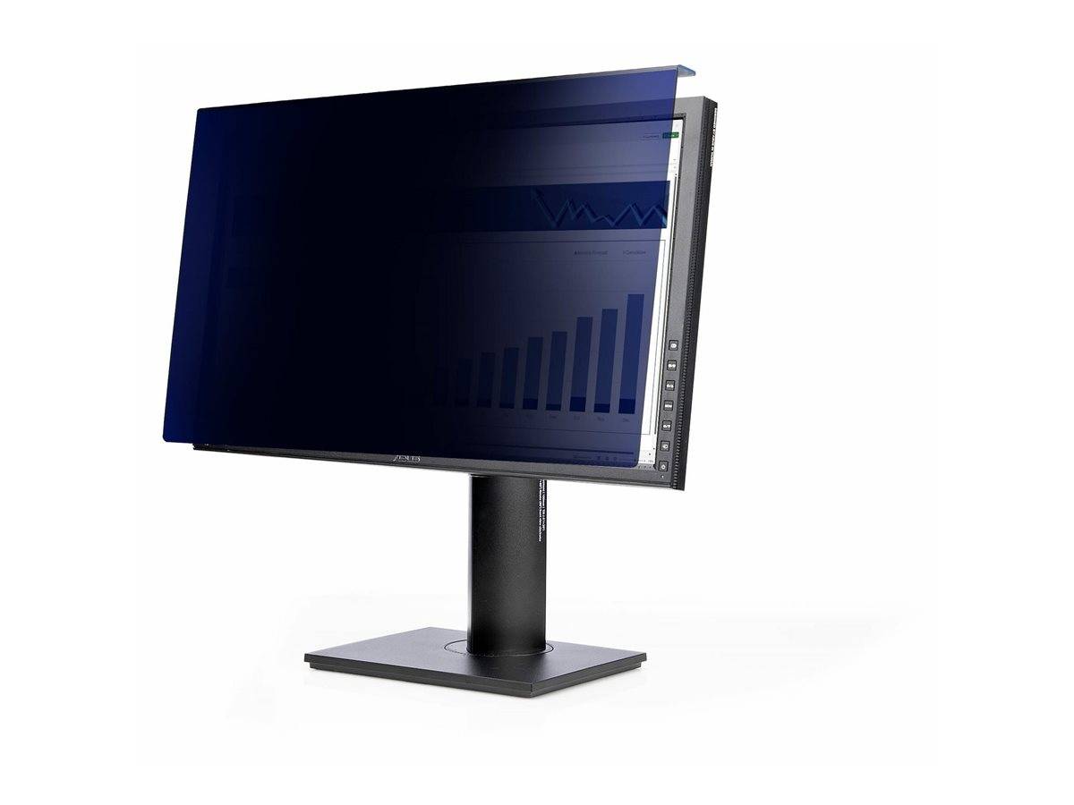 Ein Desktop-Computermonitor zeigt ein schwaches Balken- und Liniendiagramm auf einem blaugetönten Bildschirm an.