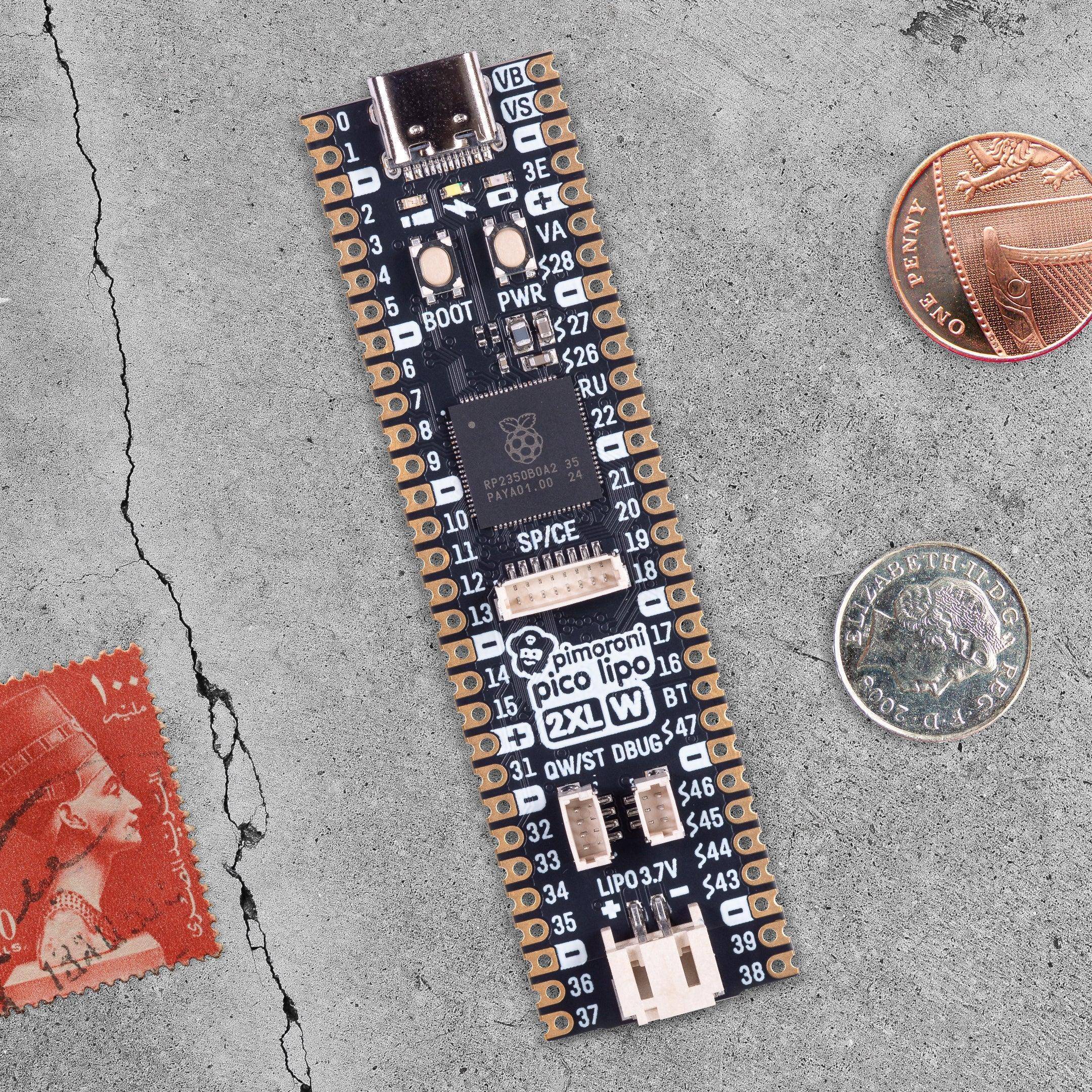 Pimoroni Pico LiPo 2 XL W 16MB Flash, 8MB PSRAM, WLAN Bluetooth, 40 GPIOs, USB-C, 600mA, 3,3V