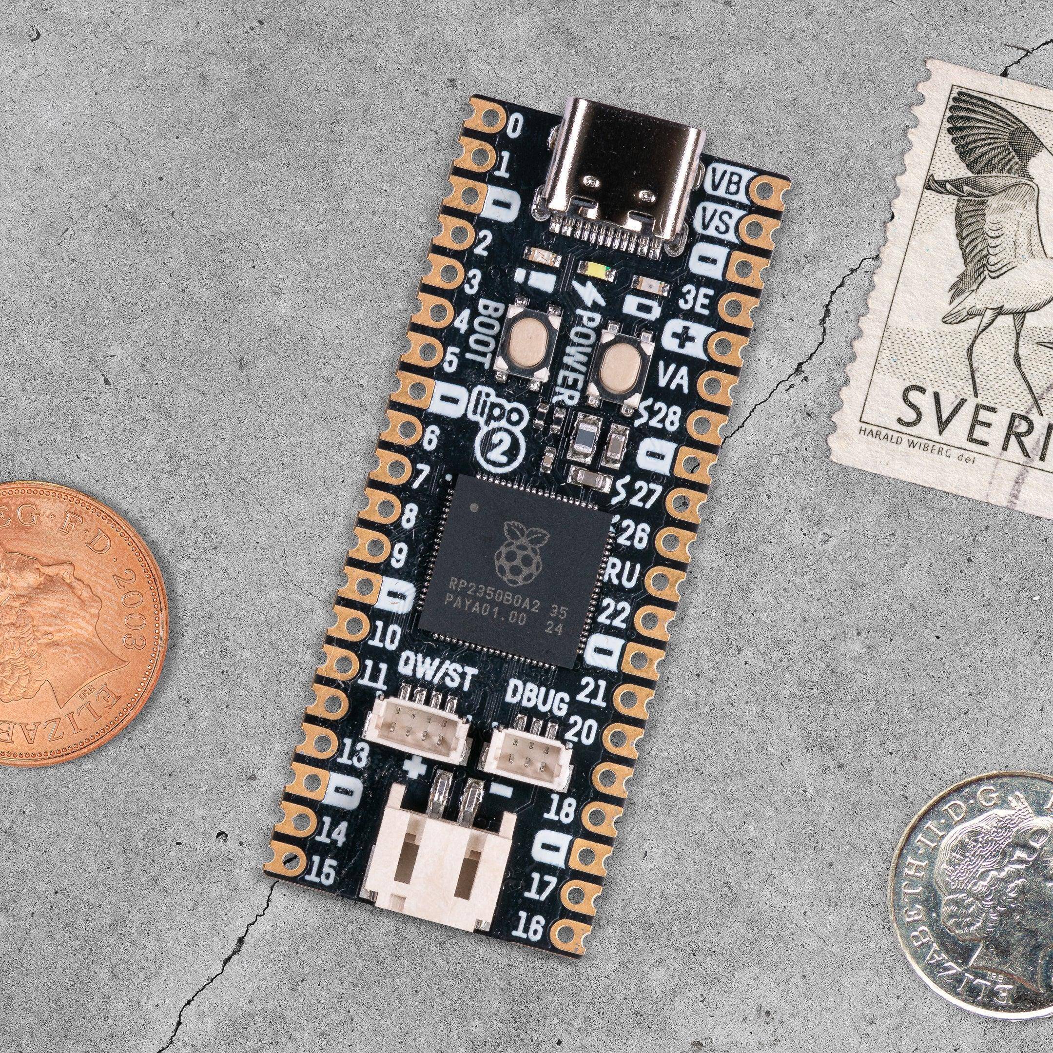 Pimoroni Pico LiPo 2, RP2350B Dual Cortex-M33, 8MB PSRAM, 16MB Flash, USB-C, 215mA, 3-5,5V