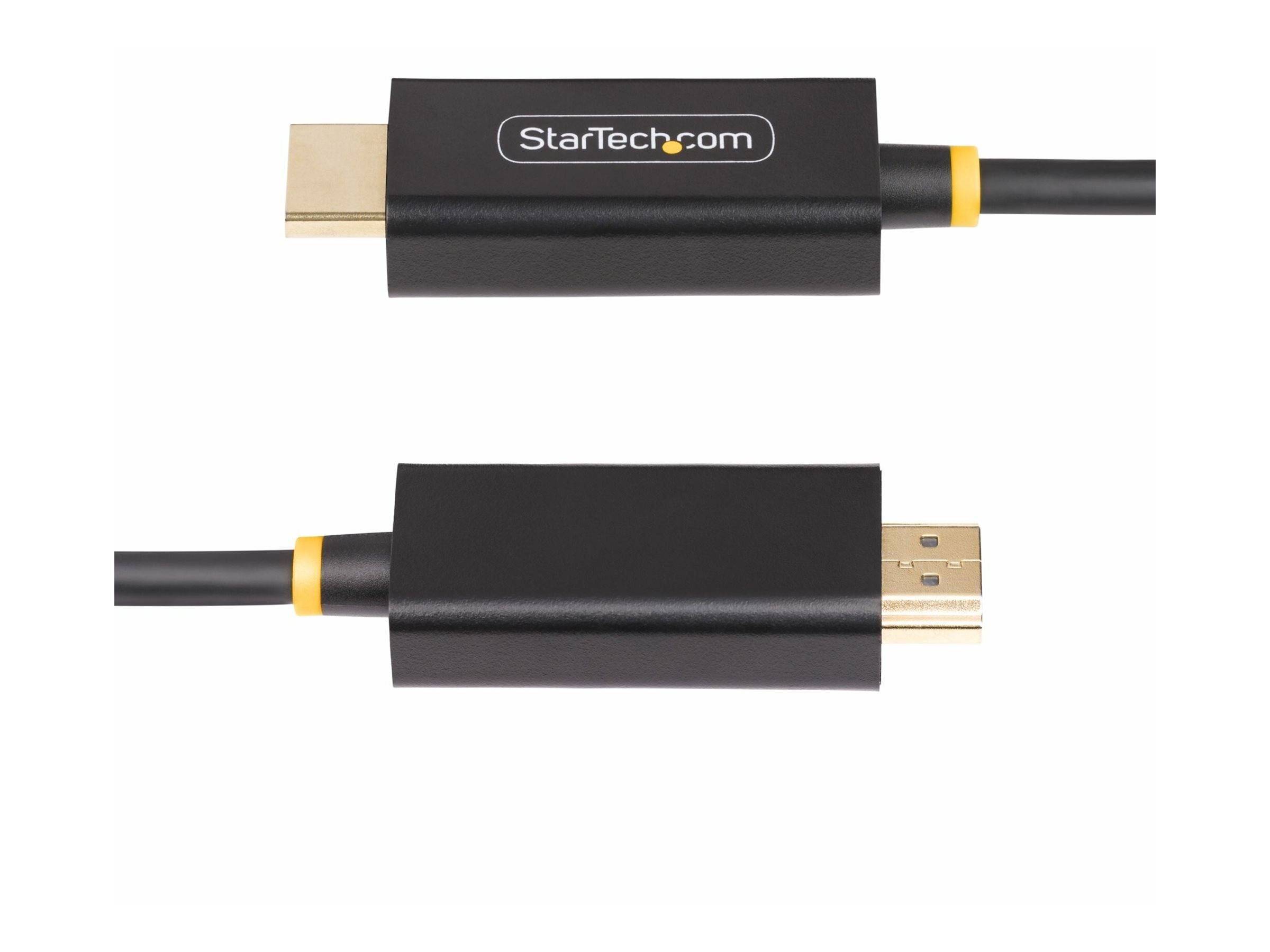 Foto eines schwarzen HDMI-Kabels von StarTech.com, gezeigt mit beiden Steckerenden auf weißem Hintergrund.