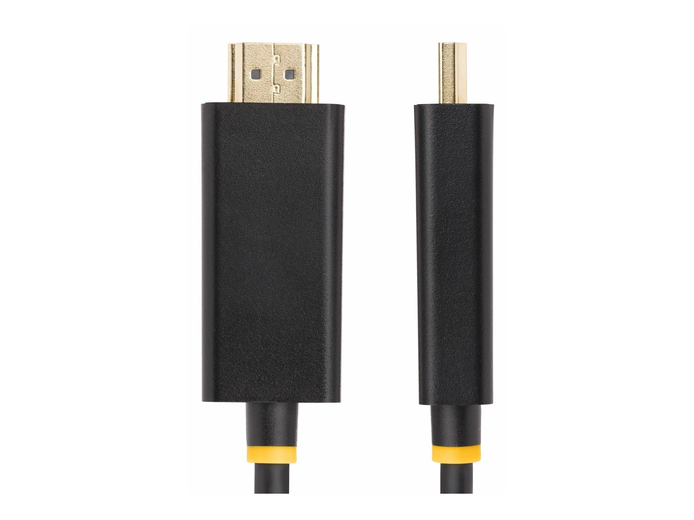 Nebeneinander liegende Vergleichsdarstellung von zwei schwarzen USB-C-Adaptersteckern mit gelben Akzenten, die unterschiedliche Steckerformen und -längen auf weißem Hintergrund zeigen.